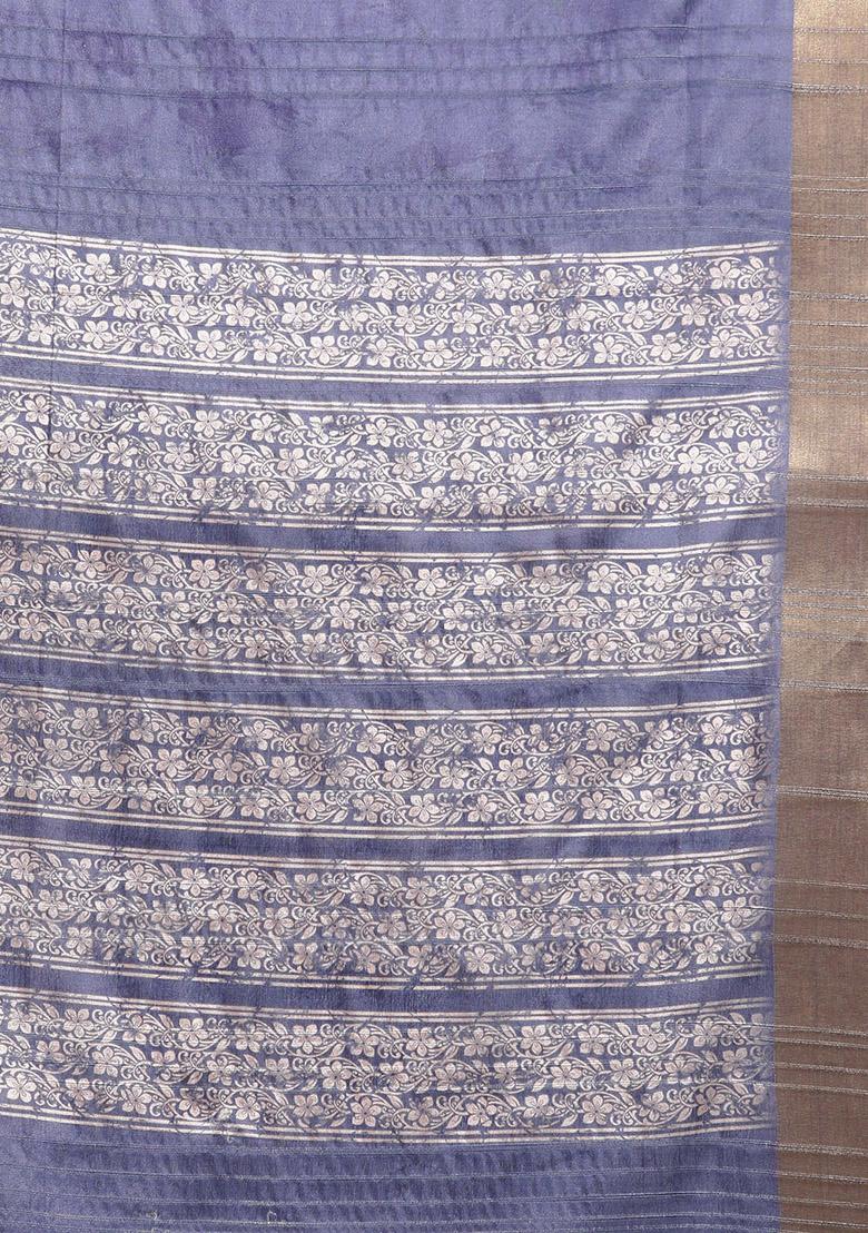 Royal Blue Digital Print Soft Silk Saree Set