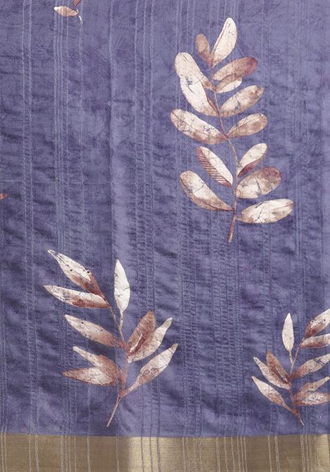 Royal Blue Digital Print Soft Silk Saree Set