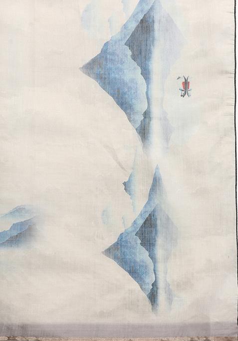 Beige Abstract Digital Print Silk Cotton Saree Set