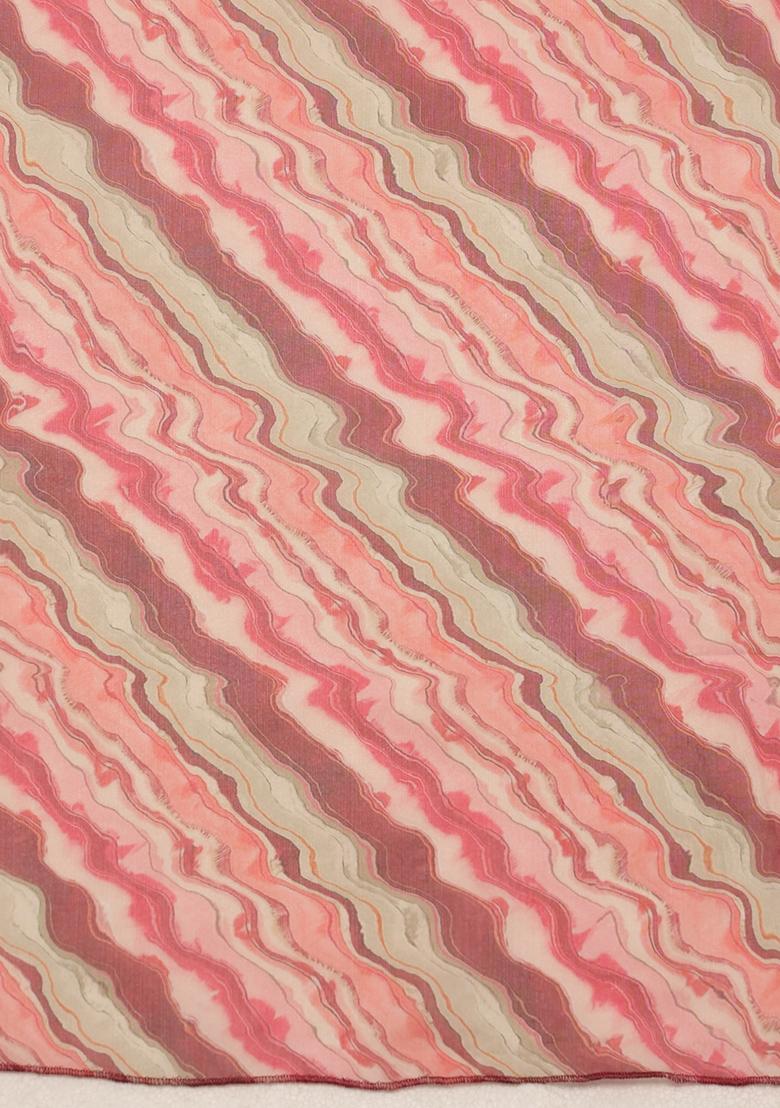 Multicolor Abstract Digital Print Cotton Blend Saree Set - Indya