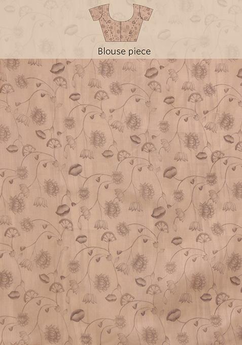 Light Green Kalamkari Digital Print Cotton Blend Saree Set