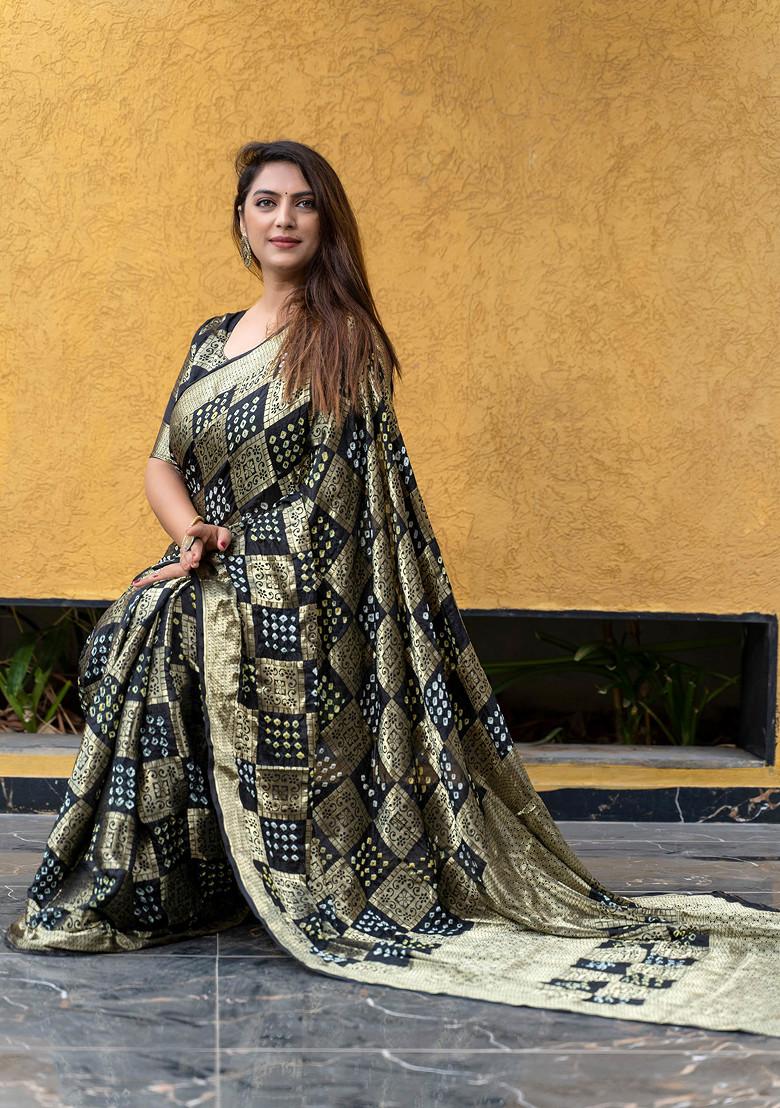 Blue Zari Woven Banarasi Silk Blend Saree Set