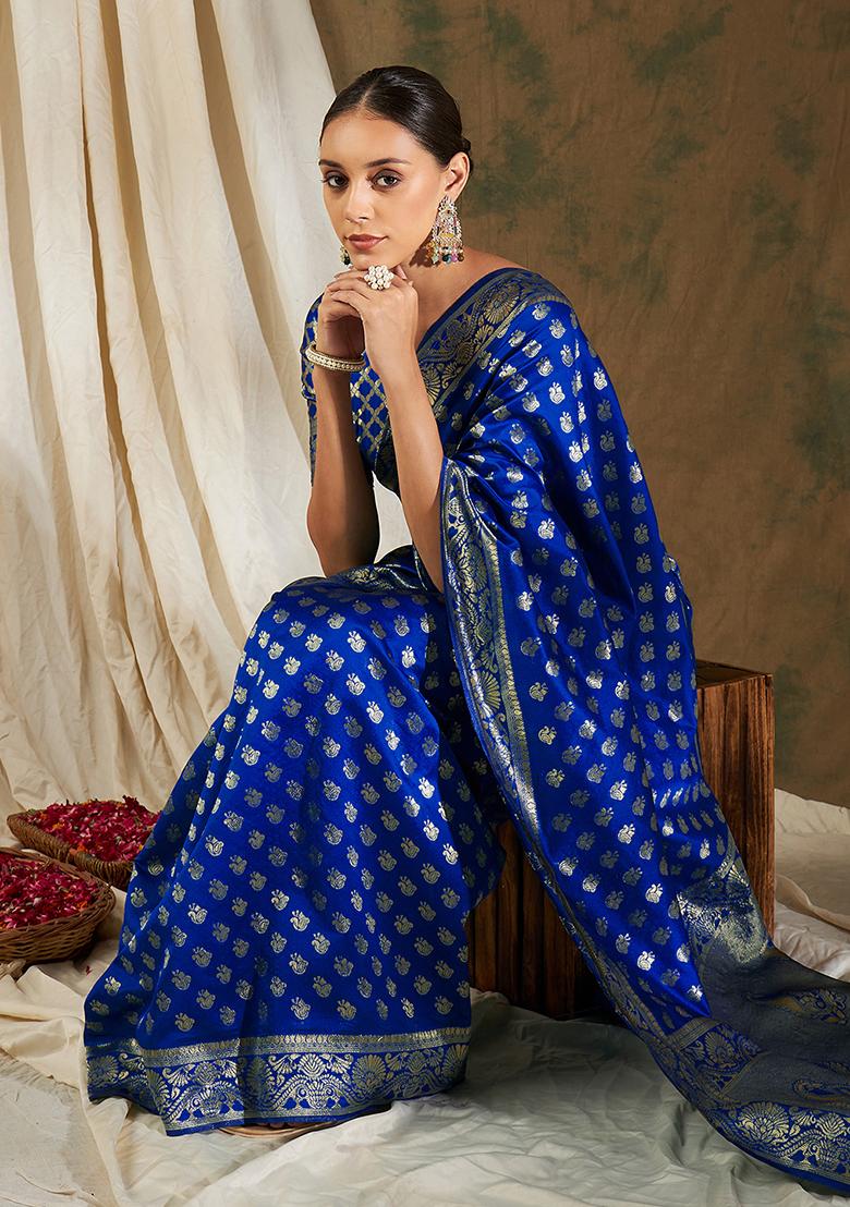 ニシコイさま専用 Buy Women Royal Blue Heavy Woven Work Kanjivaram Silk Saree