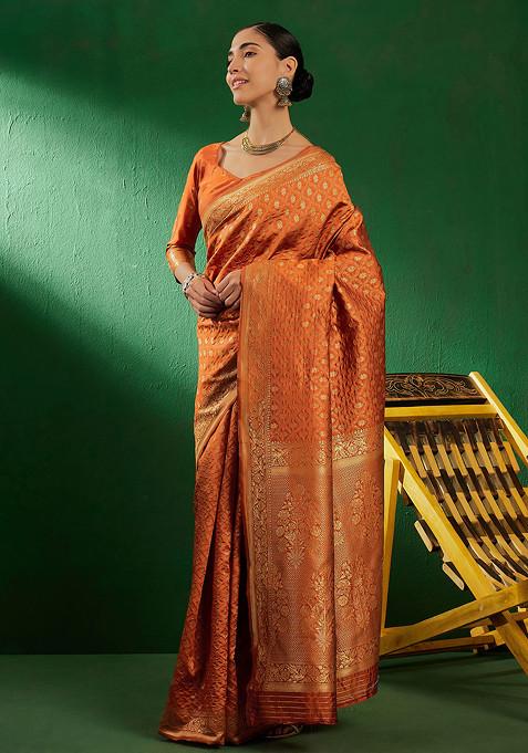 Fanta Woven Jaal Work Banarasi Silk Saree Set