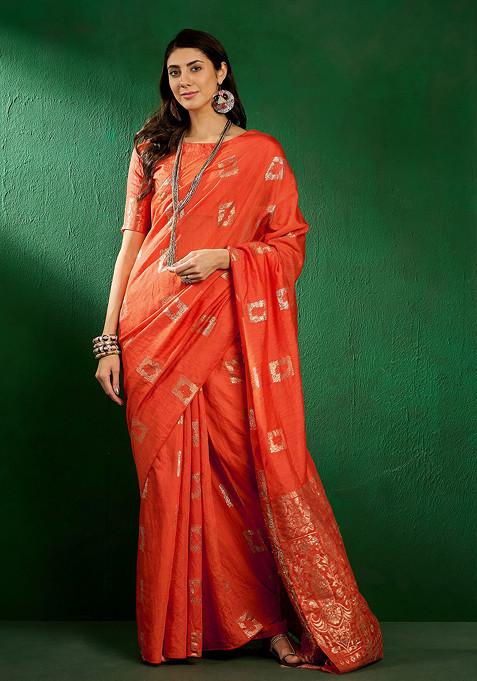 Fanta Woven Sequin Work Cotton Blend Saree Set