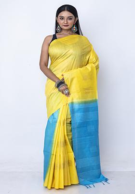 Multicolour Zari Embellished Silk Blend Saree Set