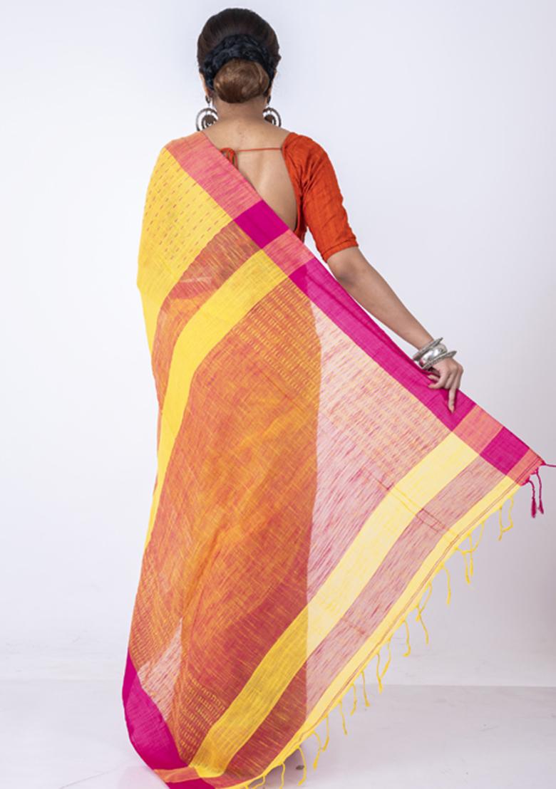 Multicolour Bengal Silk Blend Saree Set