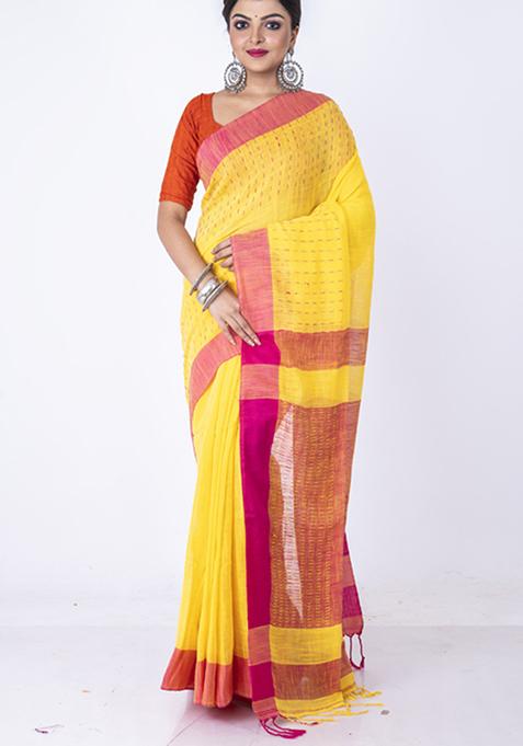 Multicolour Bengal Silk Blend Saree Set