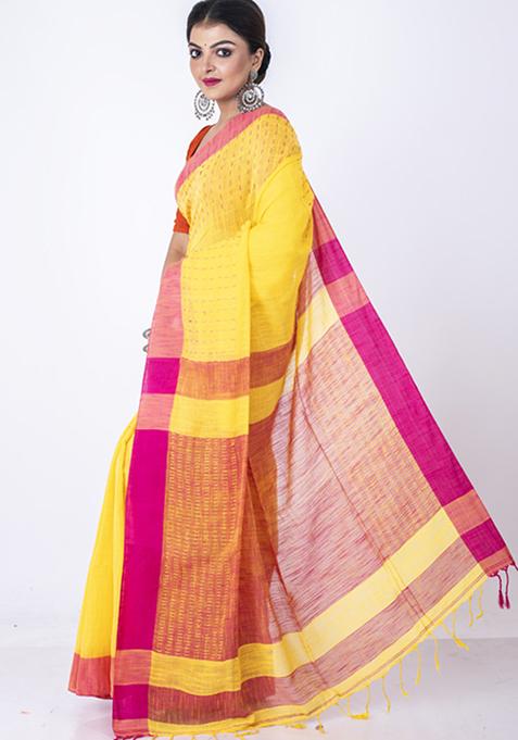 Multicolour Bengal Silk Blend Saree Set