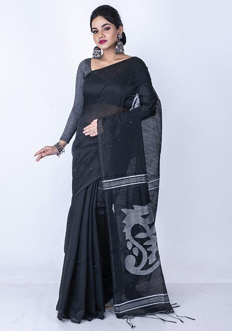 Black Zari Embroidered Saree Set