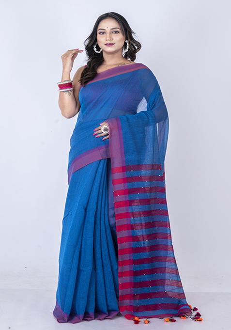 Multicolour Bengal Cotton Silk Blend Saree Set