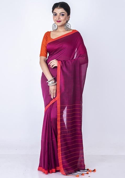 Multicolour Bengal Cotton Silk Blend Saree Set