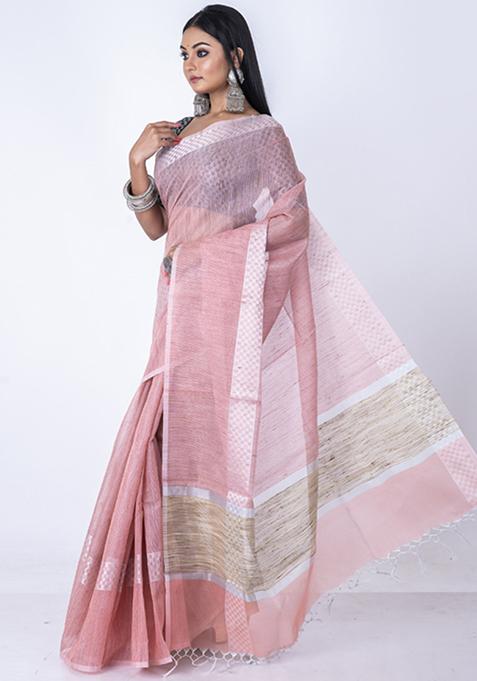 Purple Zari Embellished Saree Set