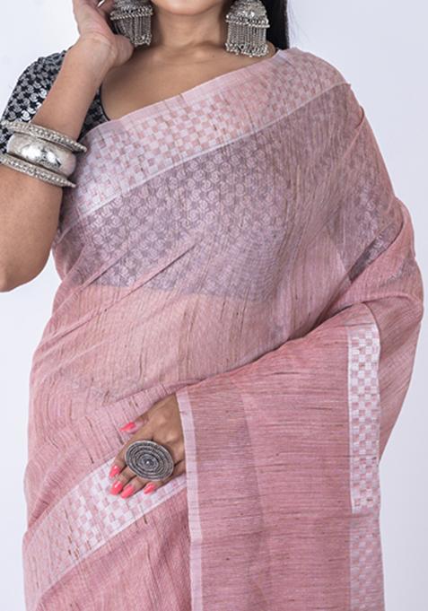 Purple Zari Embellished Saree Set