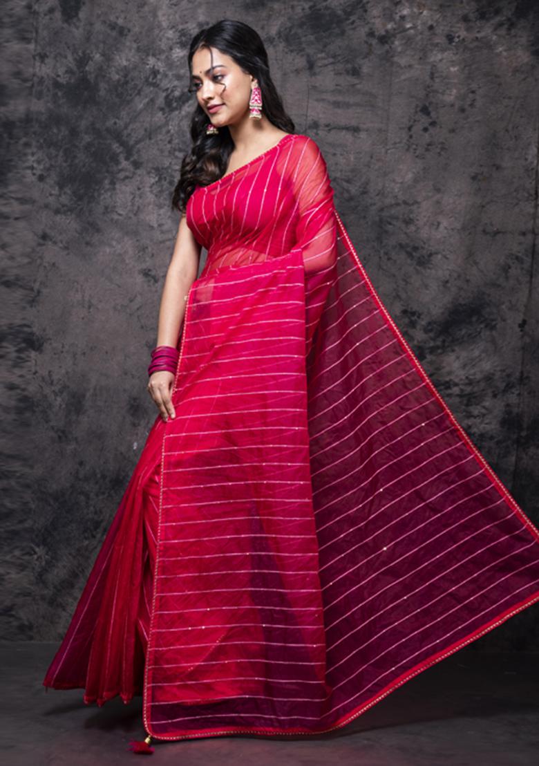 Gajari Organza Silk Blend Saree Set