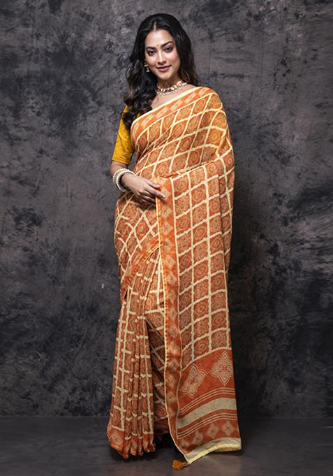 Multicolour Digital Print Georgette Silk Blend Saree Set