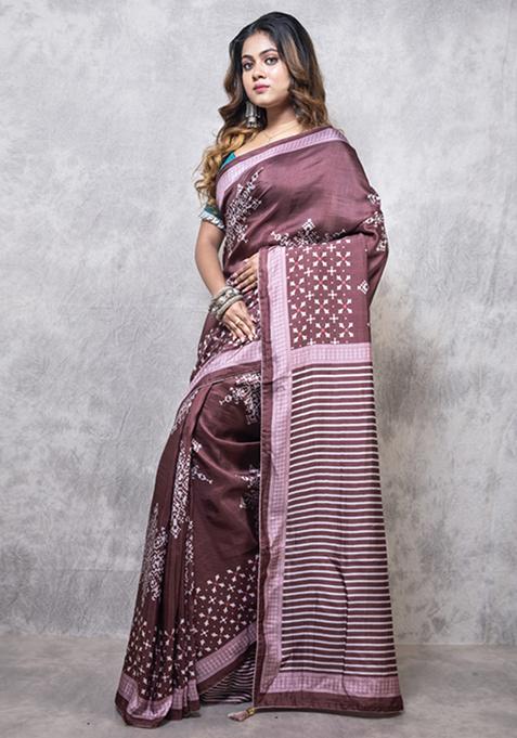 Multicolour Printed Pure Dola Silk Saree Set