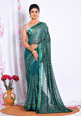 Green Heavy Embroidered Saree Set