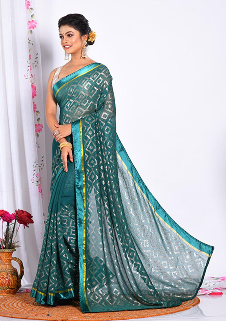 Green Heavy Embroidered Saree Set