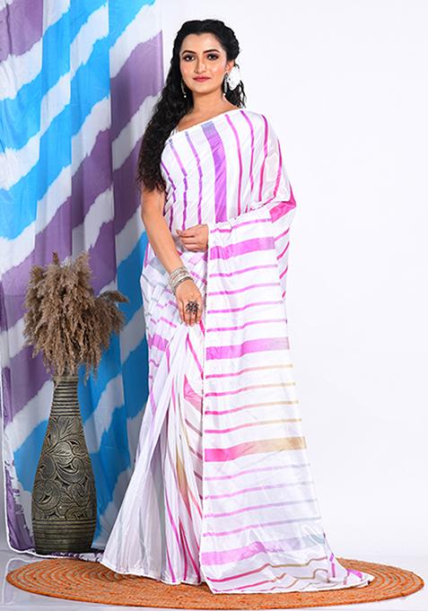 Multicolour Digital Print Chiffon Saree Set