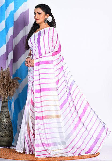 Multicolour Digital Print Chiffon Saree Set