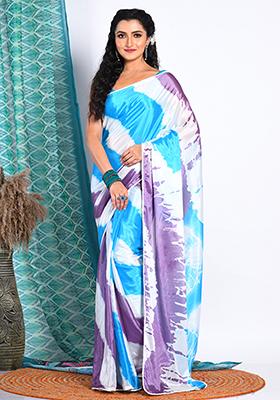 Multicolour Digital Print Chiffon Saree Set