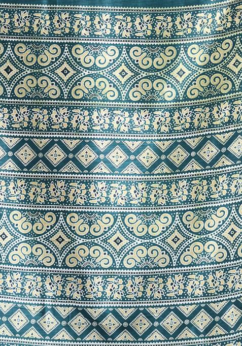 Green Textured Soft Silk Saree Set