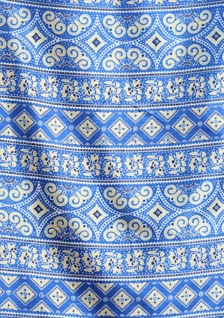 Blue Textured Soft Silk Saree Set