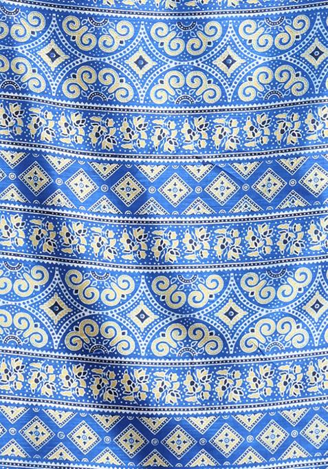 Blue Textured Soft Silk Saree Set