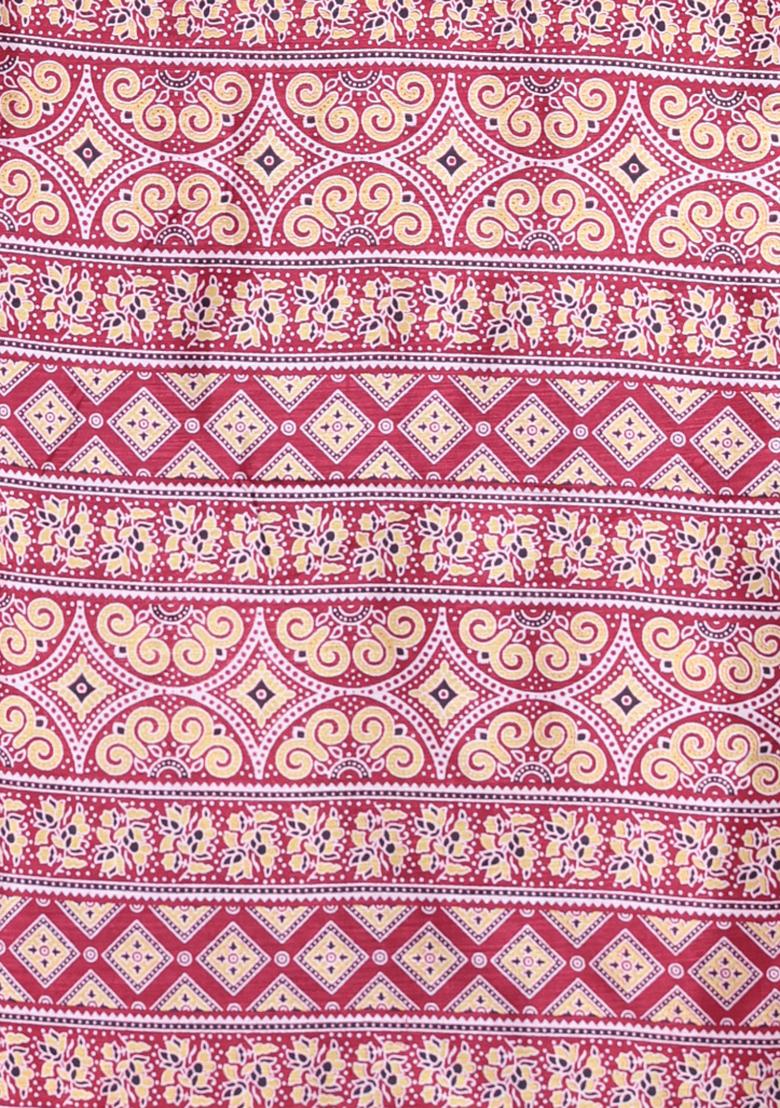 Dark Red Textured Soft Silk Saree Set