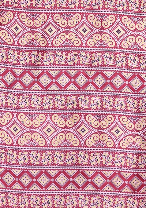 Dark Red Textured Soft Silk Saree Set