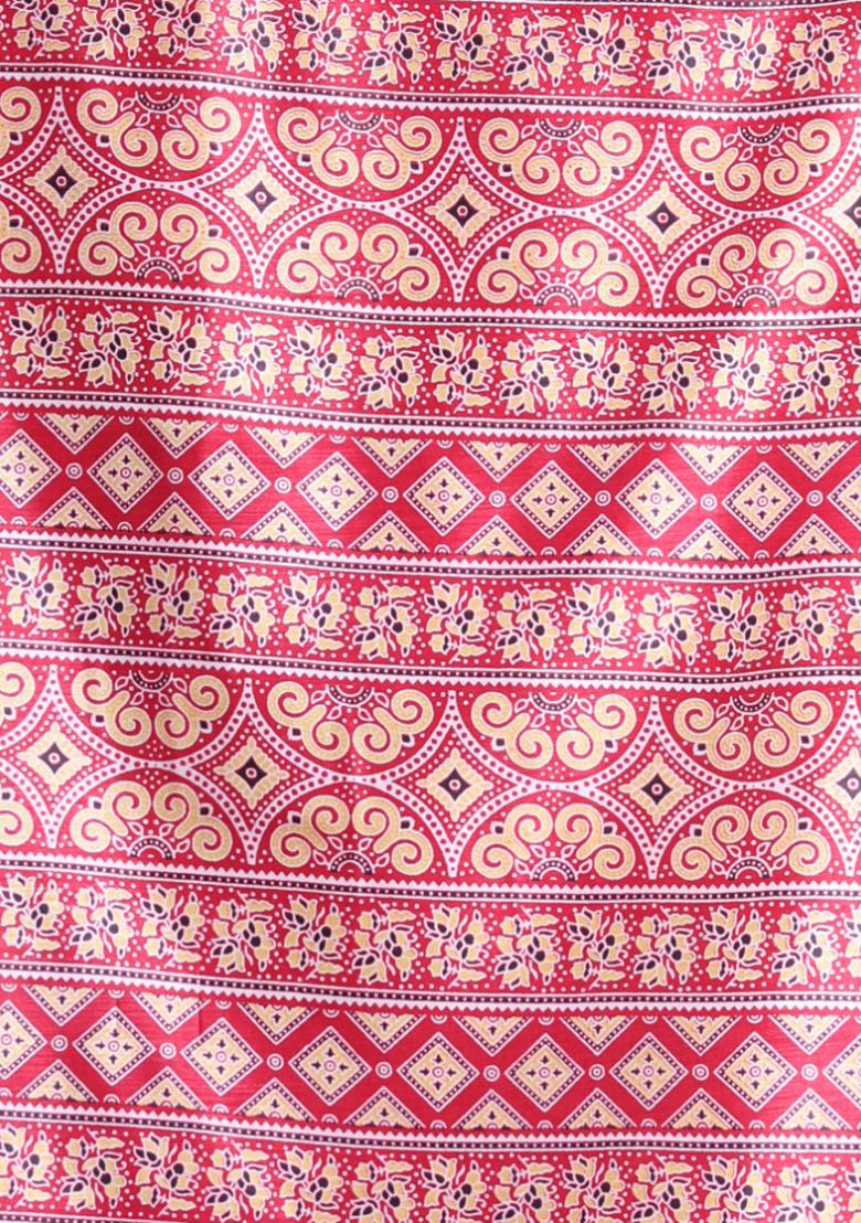 Red Textured Soft Silk Saree Set