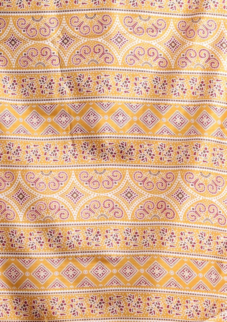 Mustard Textured Soft Silk Saree Set