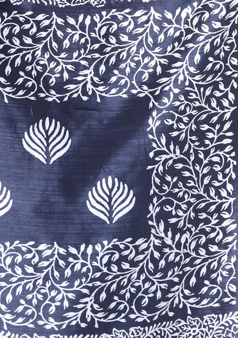 Black Textured Soft Silk Saree Set