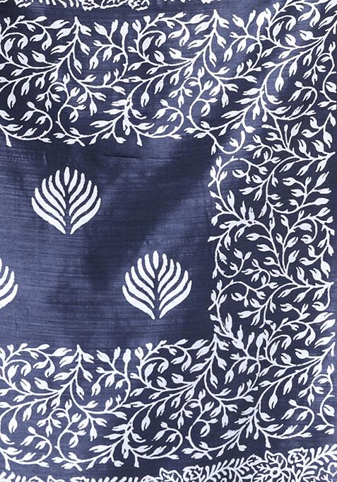 Black Textured Soft Silk Saree Set