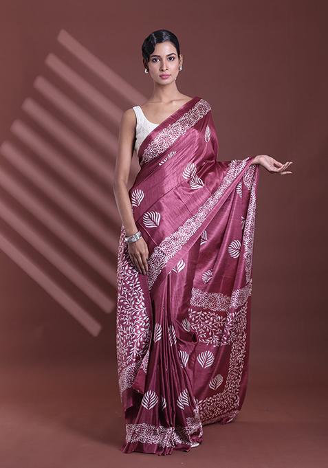 Peach Blossom Textured Soft Silk Saree Set