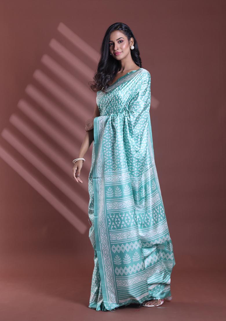 Sky Blue Textured Soft Silk Saree Set