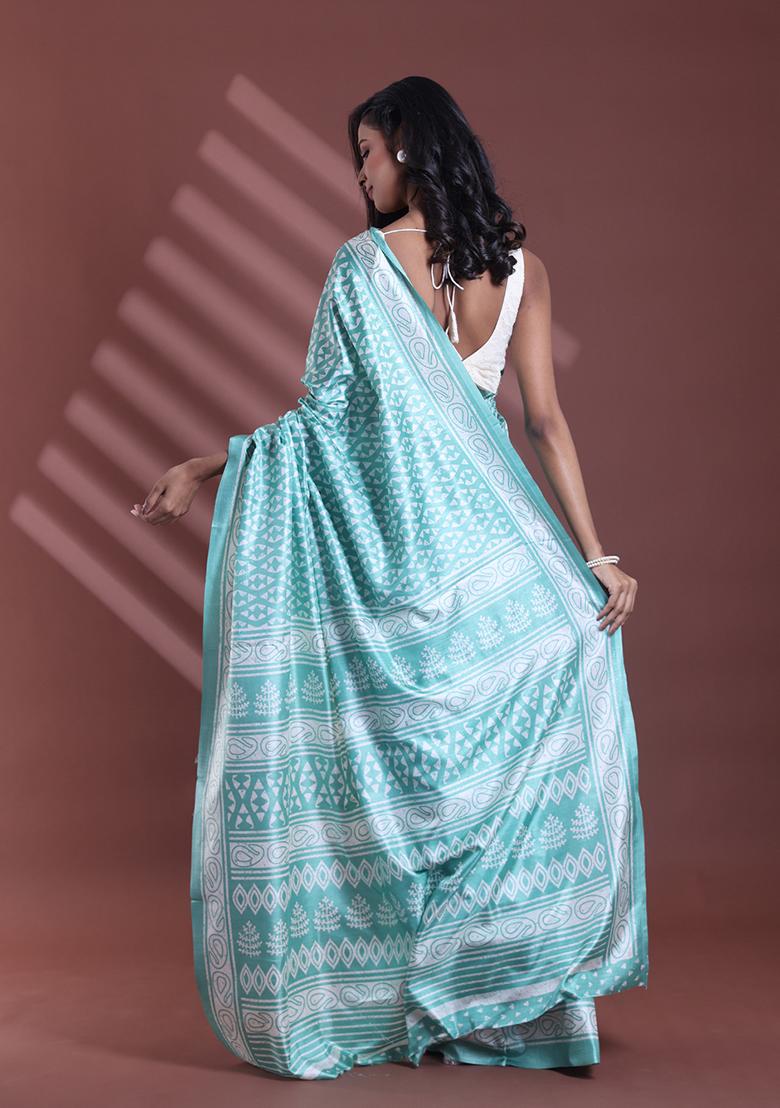 Sky Blue Textured Soft Silk Saree Set
