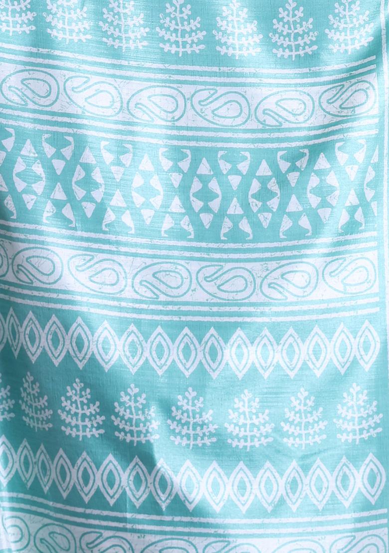 Sky Blue Textured Soft Silk Saree Set