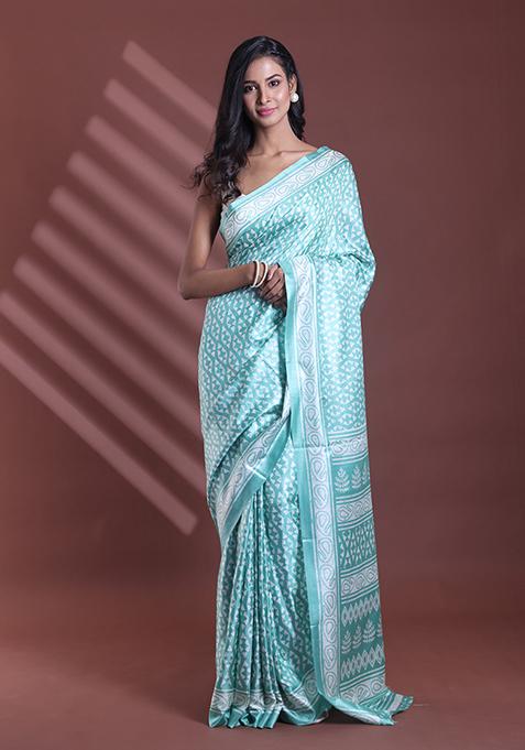 Sky Blue Textured Soft Silk Saree Set