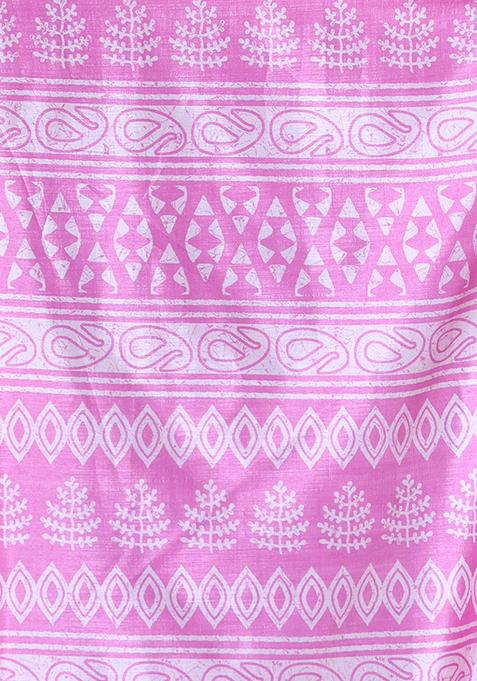 Pink Textured Soft Silk Saree Set