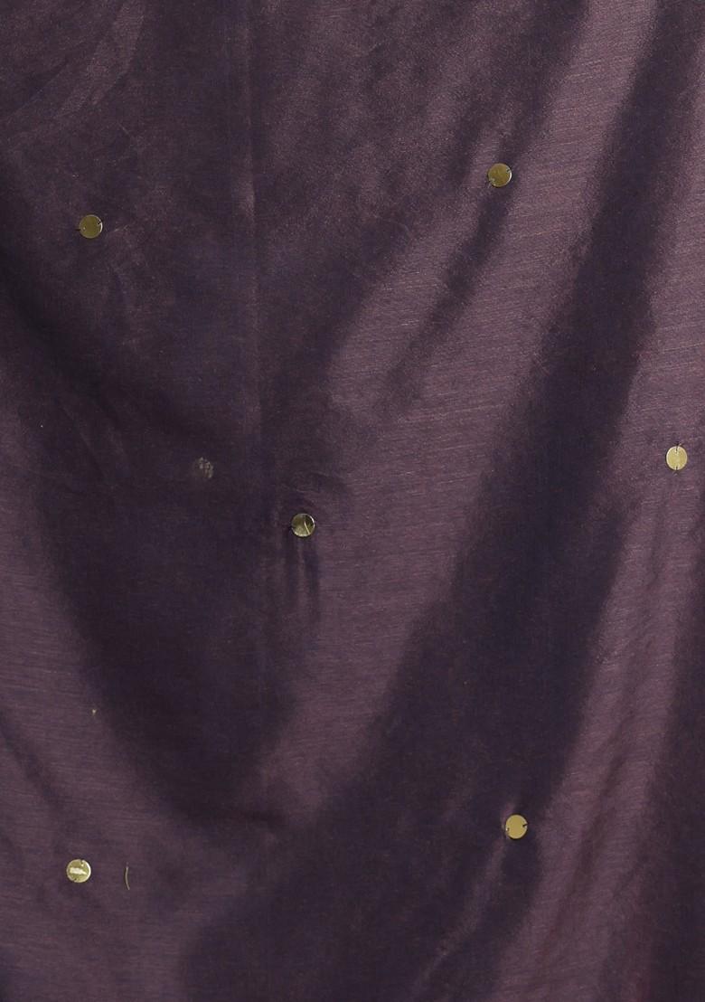 Brown Sequin Work Soft Pure Cotton Saree Set