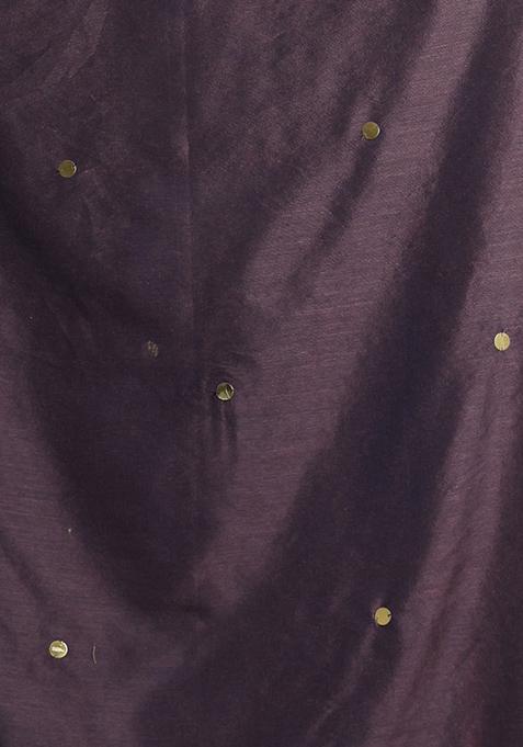 Brown Sequin Work Soft Pure Cotton Saree Set