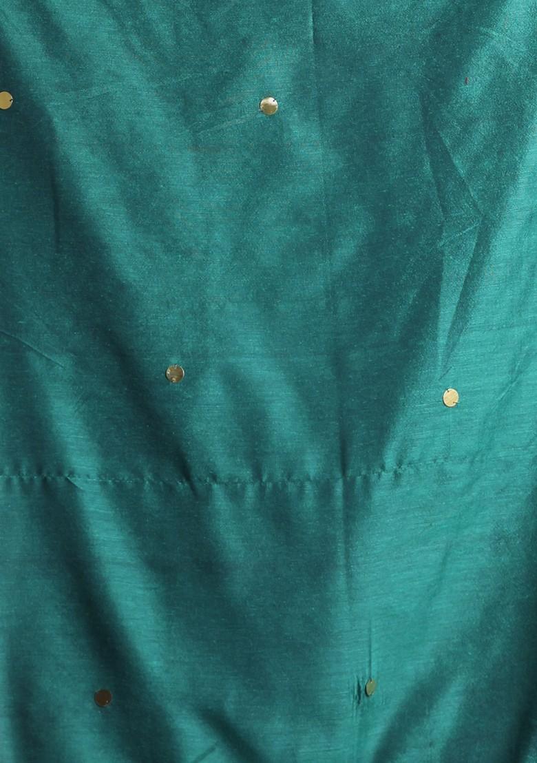 Green Sequin Work Soft Pure Cotton Saree Set