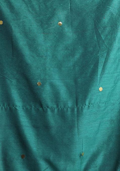 Green Sequin Work Soft Pure Cotton Saree Set