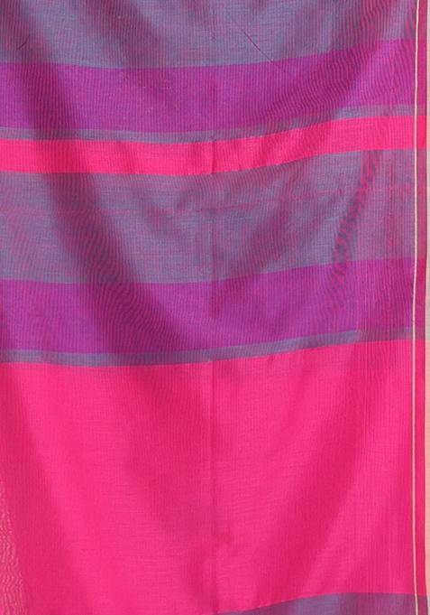 Multicolour Striped Cotton Saree Set