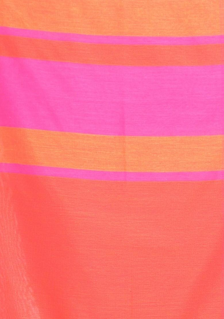 Taffy Pink Striped Cotton Saree Set