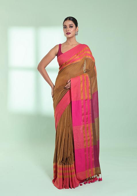 Mustard Cotton Saree Set