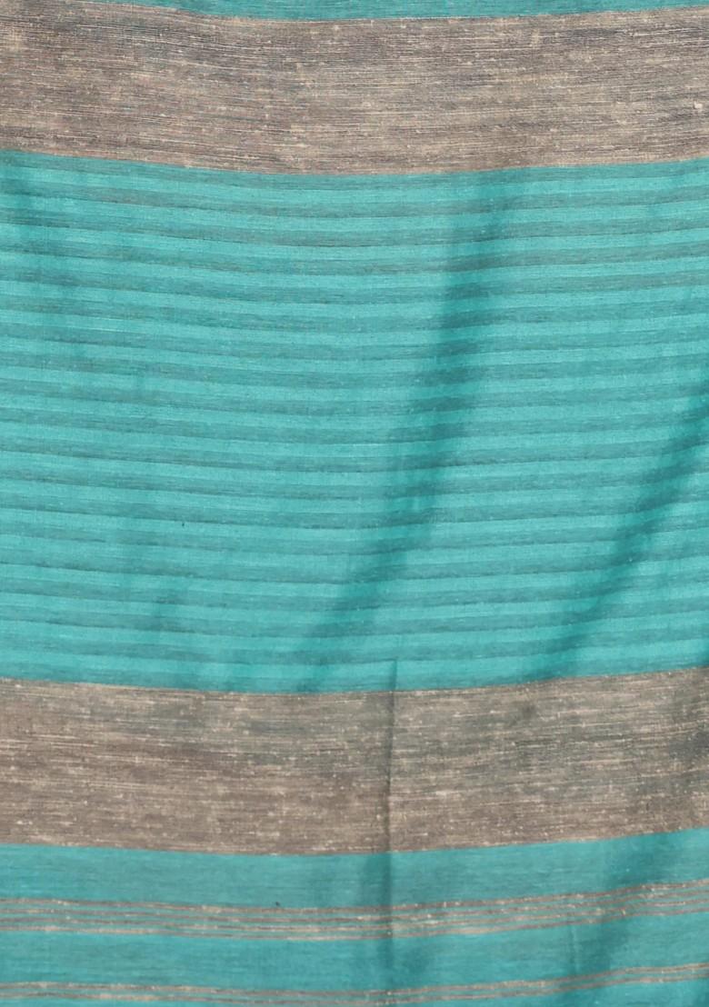 Sky Blue And Magenta Textured Cotton Saree Set