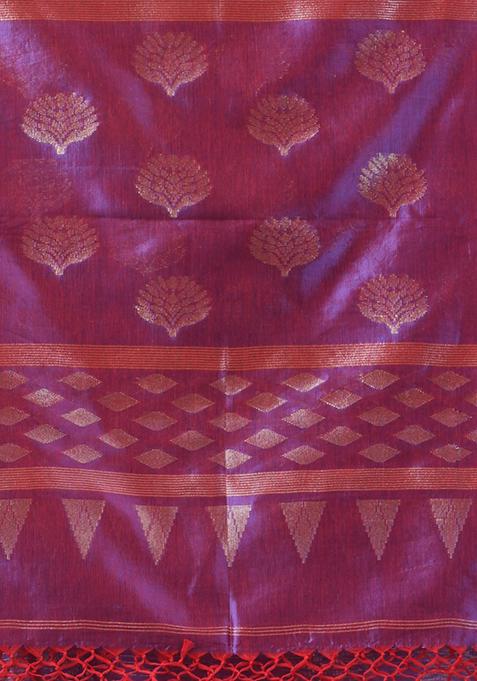 Lilac Striped Soft Matka Silk Saree Set